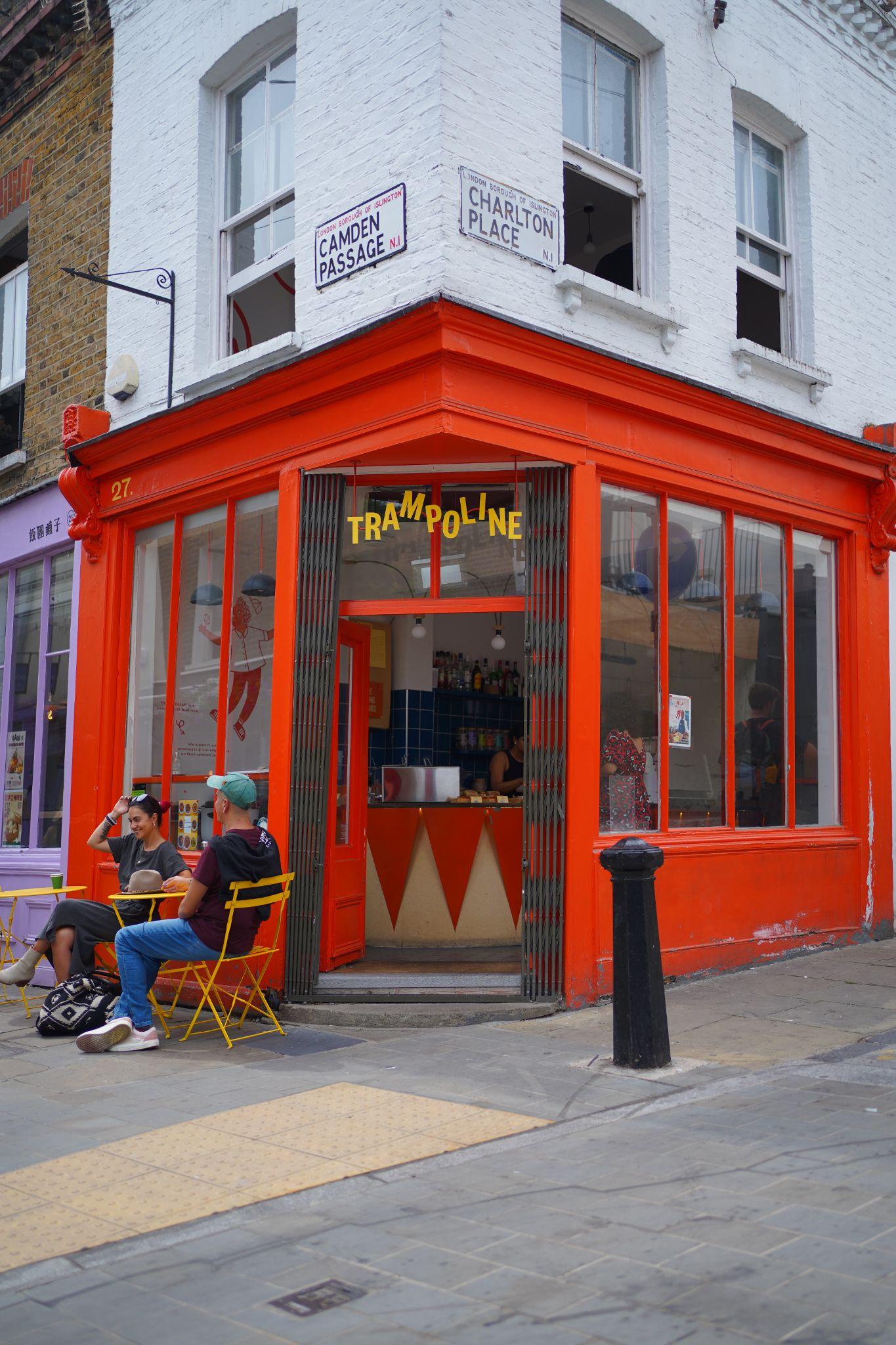 The colourful exterior of Yogi's Sri Lankan Kitchen on Camden Passage